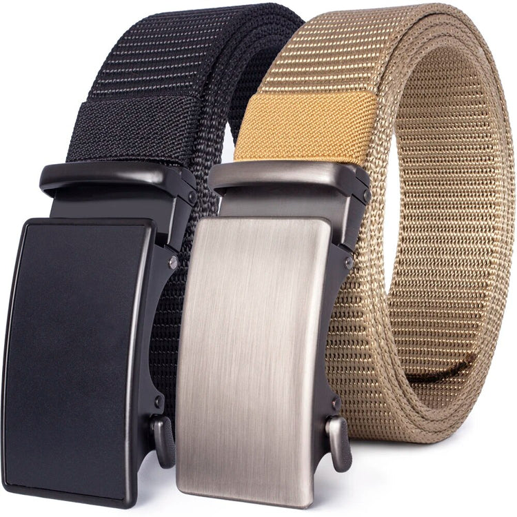 Glide it into the sliding buckle, pull through, and experience the satisfying 'click' as the automatic lock engages. Releasing the belt is equally effortless.