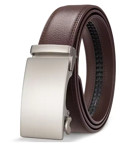 Brown Leather Belt with Slide & Click Buckle For Men