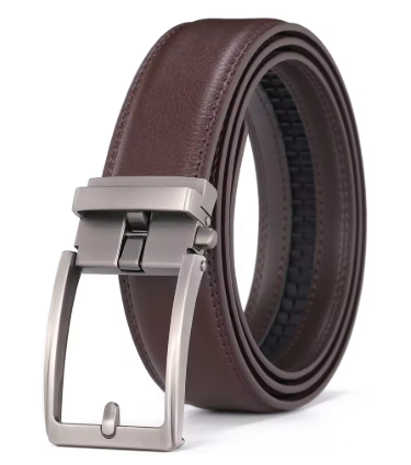 Brown Leather Belt with Slide & Click Buckle For Men