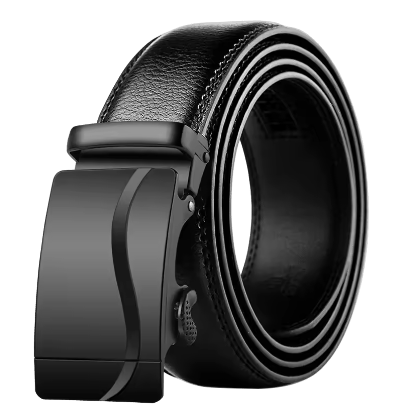 Black Leather Belt with Slide & Click Buckle For Men