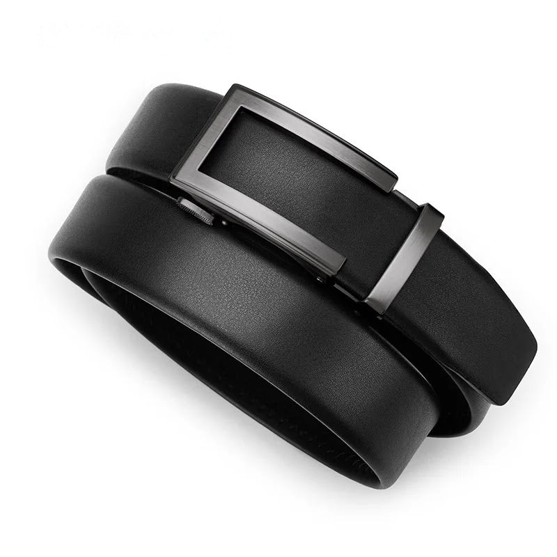 Modern Black Leather Adjustable Click Dress Belt